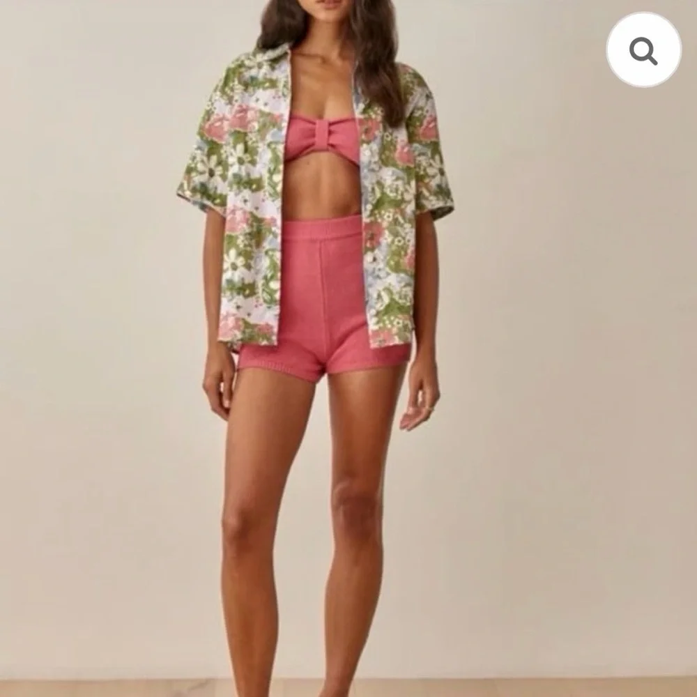 REFORMATION  Net Sustain Paradiso Organic Cotton Strapless Bra And Shorts Set